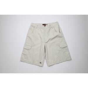 Vintage 90s Y2K Gotcha Surfing Mens 34 Distressed Baggy Fit Cargo Shorts Beige